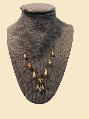 Janney Gold-Tone Teardrop Pearl Pendant Necklace - Unbranded